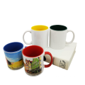 2021 Low MOQ ceramic 11oz inner color handle color stoneware cups